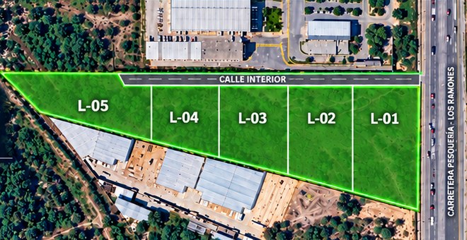Vista aérea de Taca Park con la división de lotes